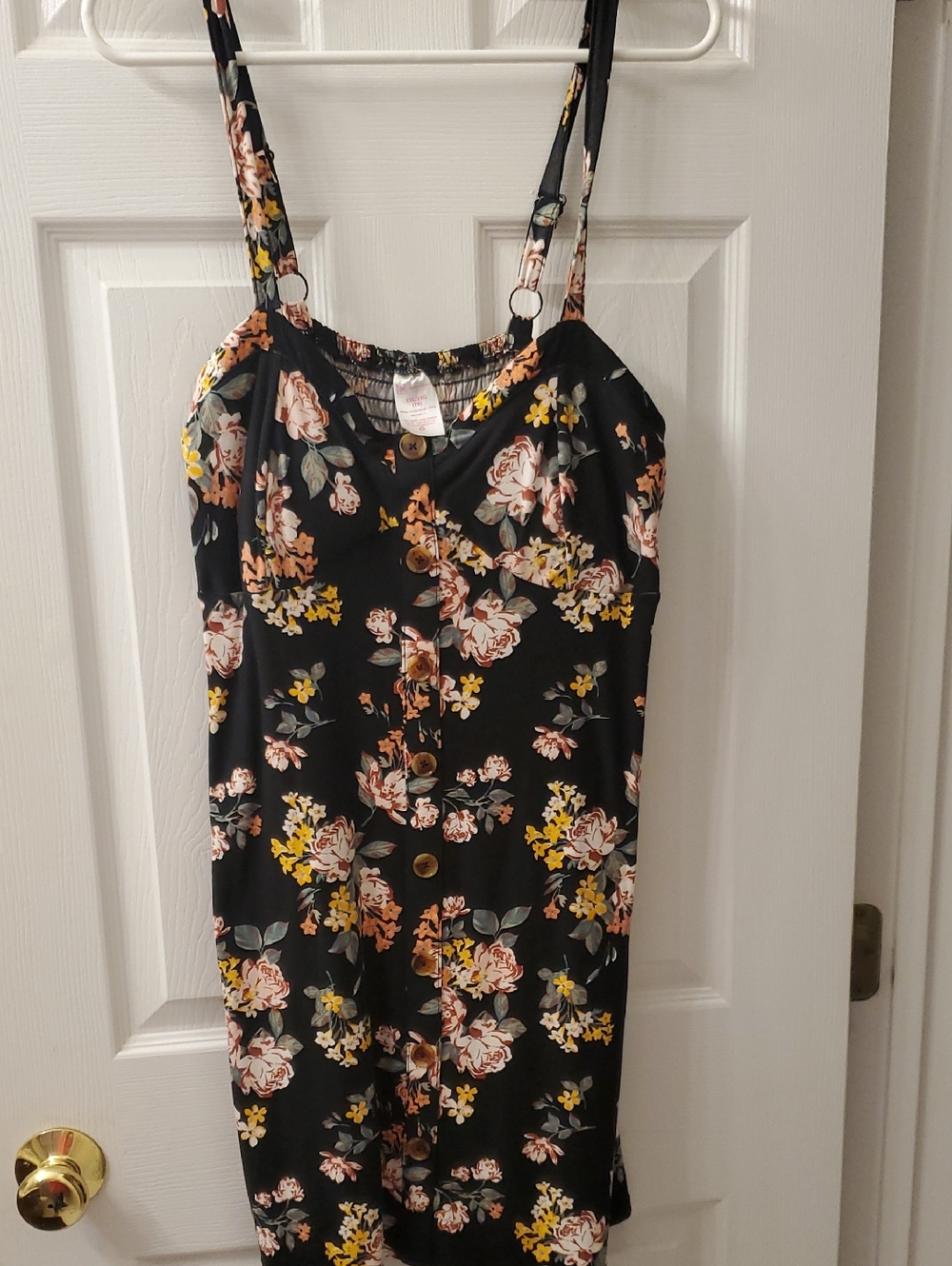 No Boundaries Black Floral With White and Pink Printed Label Mini Dress/top